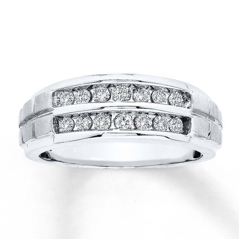 Main Image 1 of Previously Owned Men's Wedding Band 1/2 ct tw Round-cut Diamonds 10K White Gold Size 7