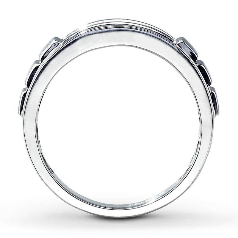 Main Image 2 of Previously Owned Men's Wedding Band 1/4 ct tw Diamonds Round-cut 10K White Gold - Size 6.25