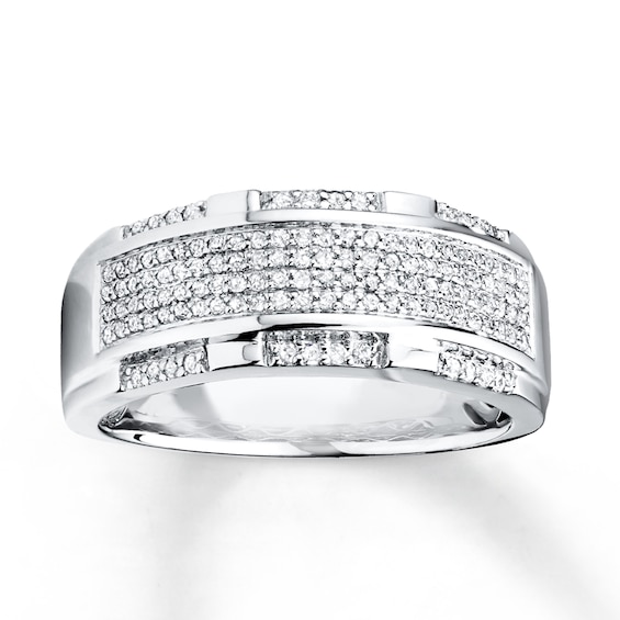 Previously Owned Men's Diamond Ring 1/2 ct tw Round-cut 10K White Gold Size 13