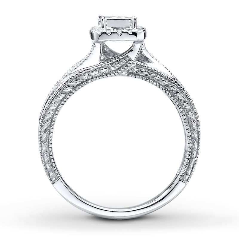 Previously Owned Diamond Ring 1/6 ct tw Princess & Round-cut Sterling Silver