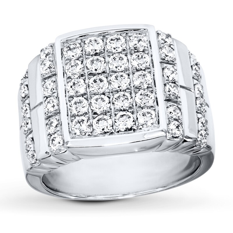 Main Image 1 of Previously Owned Men's Diamond Ring 2 ct tw Round-cut 14K White Gold Size 12.5