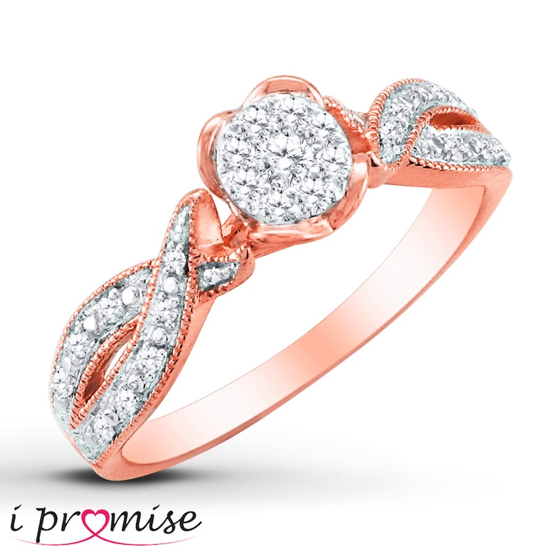 Main Image 2 of Previously Owned Diamond Ring 1/5 ct tw Round-cut 10K Rose Gold - Size 10.75