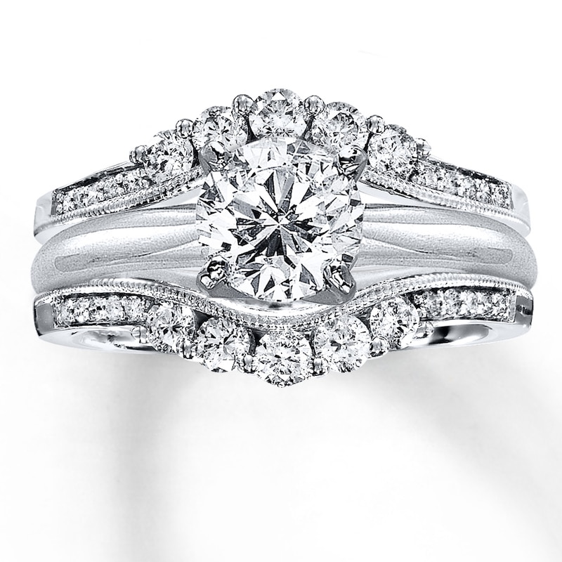 Main Image 2 of Previously Owned Diamond Enhancer Ring 5/8 ct tw Round-cut 14K White Gold Size 3.75