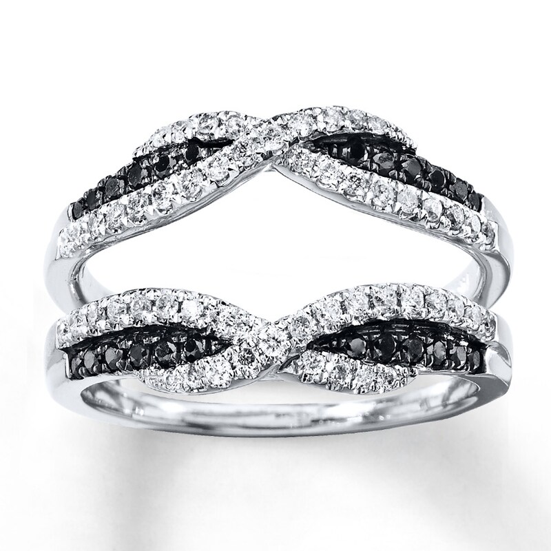 Main Image 1 of Previously Owned Black & White Diamonds 1/2 ct tw Enhancer Ring 14K White Gold - Size 4.25