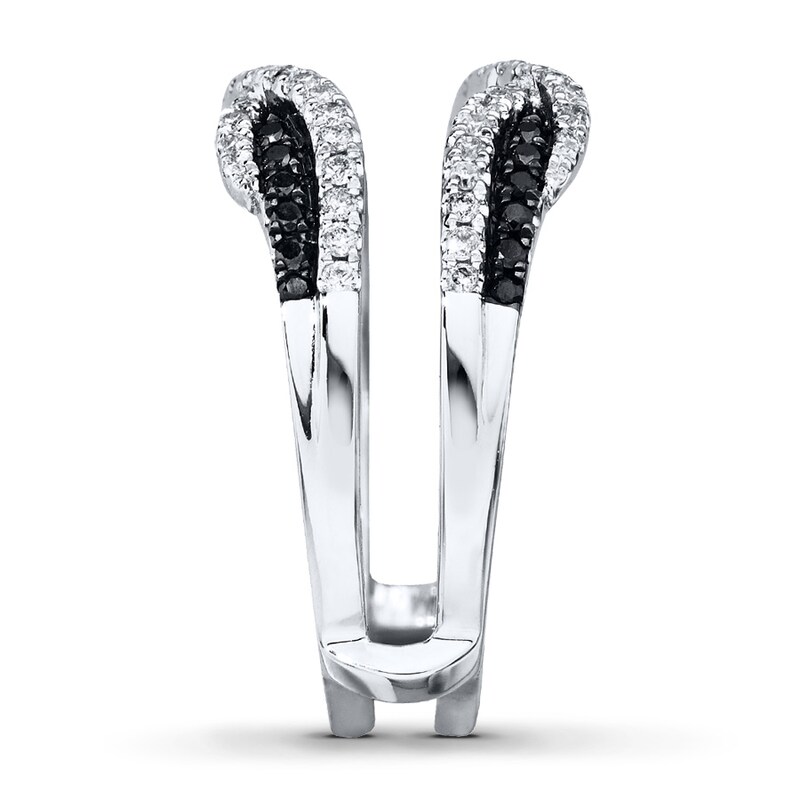 Main Image 3 of Previously Owned Black & White Diamonds 1/2 ct tw Enhancer Ring 14K White Gold - Size 4.25