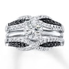 Thumbnail Image 4 of Previously Owned Black & White Diamonds 1/2 ct tw Enhancer Ring 14K White Gold - Size 4.25