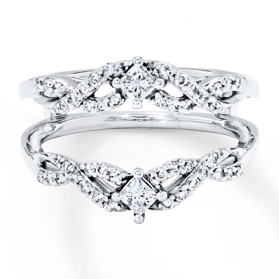 Previously Owned Diamond Enhancer Ring 1/2 ct tw Round & Princess-cut 14K White Gold Size 10.5