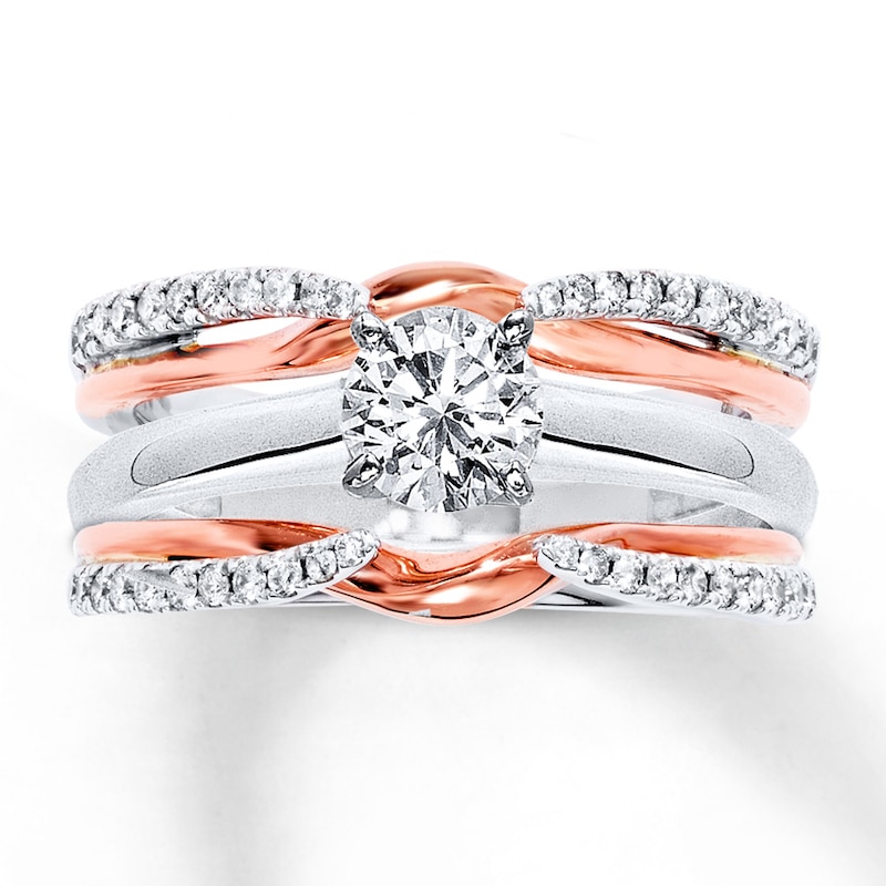 Main Image 4 of Previously Owned Diamond Enhancer Ring 1/3 ct tw Round-cut 14K Two-Tone Gold - Size 11.5