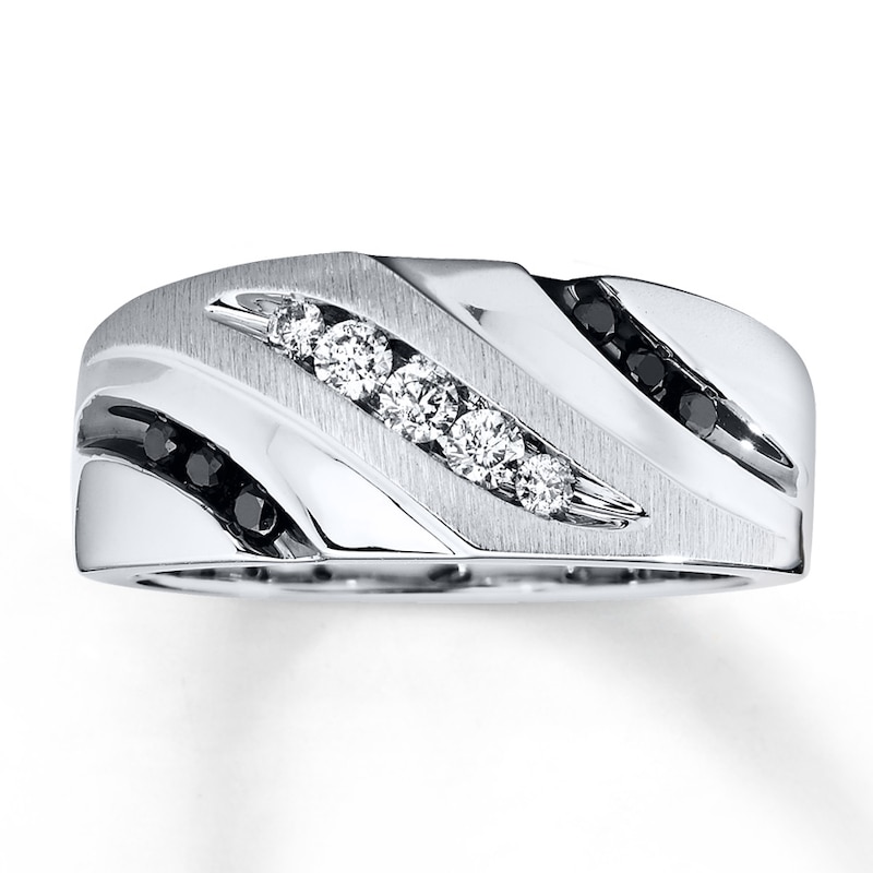 Main Image 1 of Previously Owned Men's Diamond Wedding Band 1/3 ct tw Round-cut 10K White Gold Size 12
