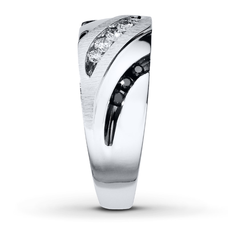 Main Image 3 of Previously Owned Men's Diamond Wedding Band 1/3 ct tw Round-cut 10K White Gold Size 12
