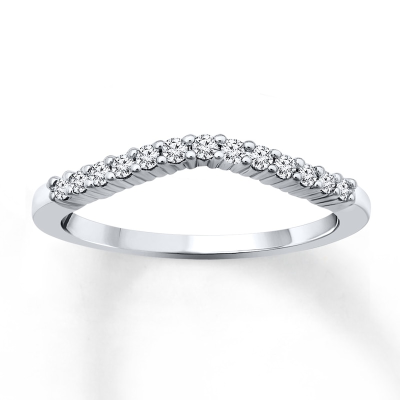 Main Image 1 of Previously Owned Diamond Stackable Ring 1/6 ct tw Round-cut 10K White Gold - Size 10.75