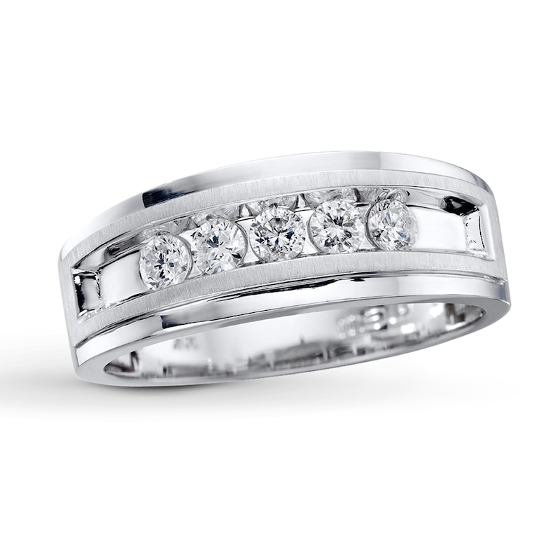 Main Image 1 of Previously Owned Men's Wedding Band 1/2 ct tw Round-cut Diamonds 10K White Gold Size 13