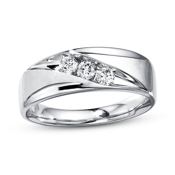 Previously Owned Men's Wedding Band 3/8 ct tw Round-cut Diamonds 10K White Gold Size
