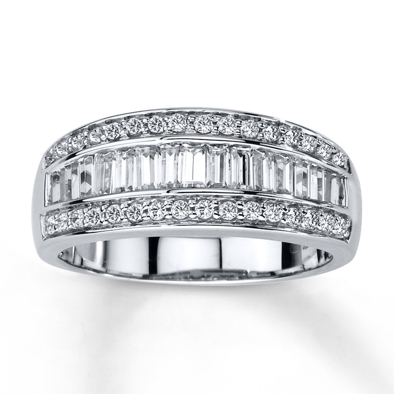 Main Image 1 of Previously Owned Diamond Anniversary Band 3/4 ct tw Baguette & Round-cut 14K White Gold - Size 9.5
