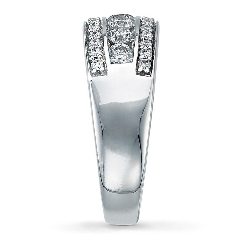 Main Image 3 of Previously Owned Diamond Anniversary Ring 1 ct tw Round-Cut 14K White Gold - Size 10.25
