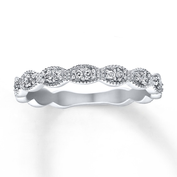 Previously Owned Diamond Anniversary Ring 1/10 ct tw Round-cut 10K White Gold Size 4