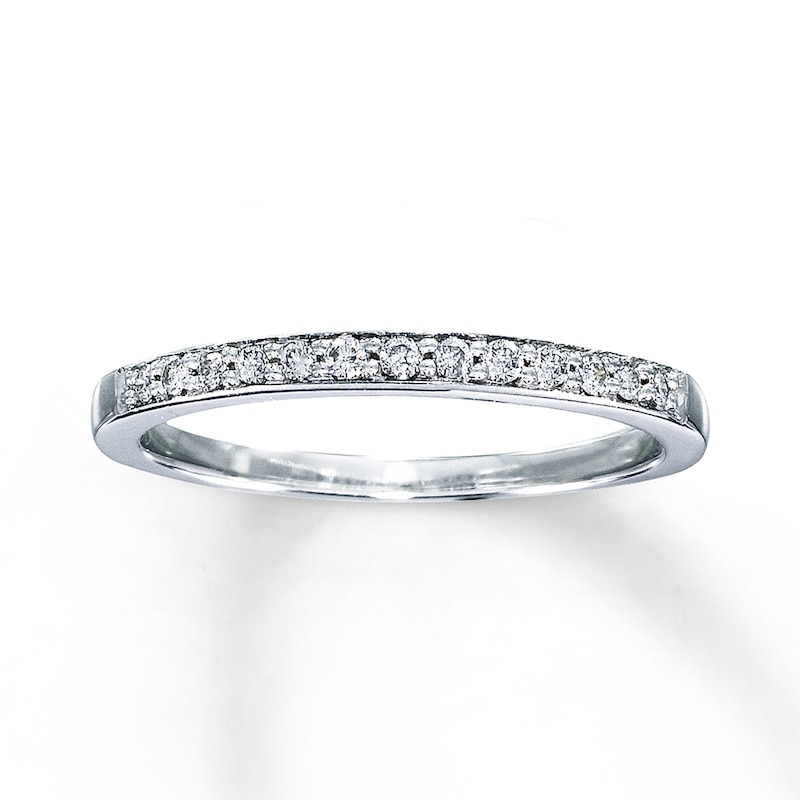 Main Image 1 of Previously Owned Diamond Anniversary Band 1/8 ct tw Round-cut 10K White Gold - Size 10.25