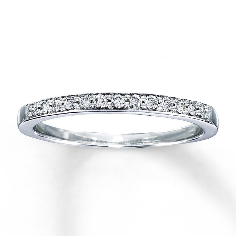 Main Image 1 of Previously Owned Diamond Anniversary Band 1/8 ct tw Round-cut 10K White Gold - Size 8