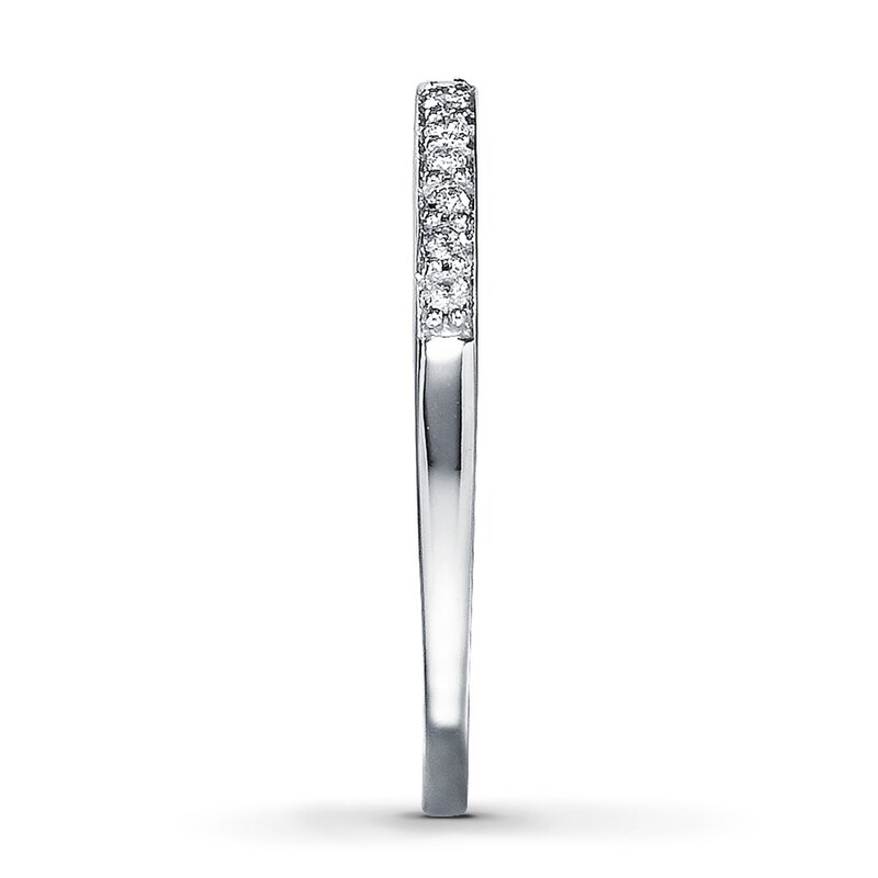 Main Image 3 of Previously Owned Diamond Anniversary Band 1/8 ct tw Round-cut 10K White Gold - Size 8