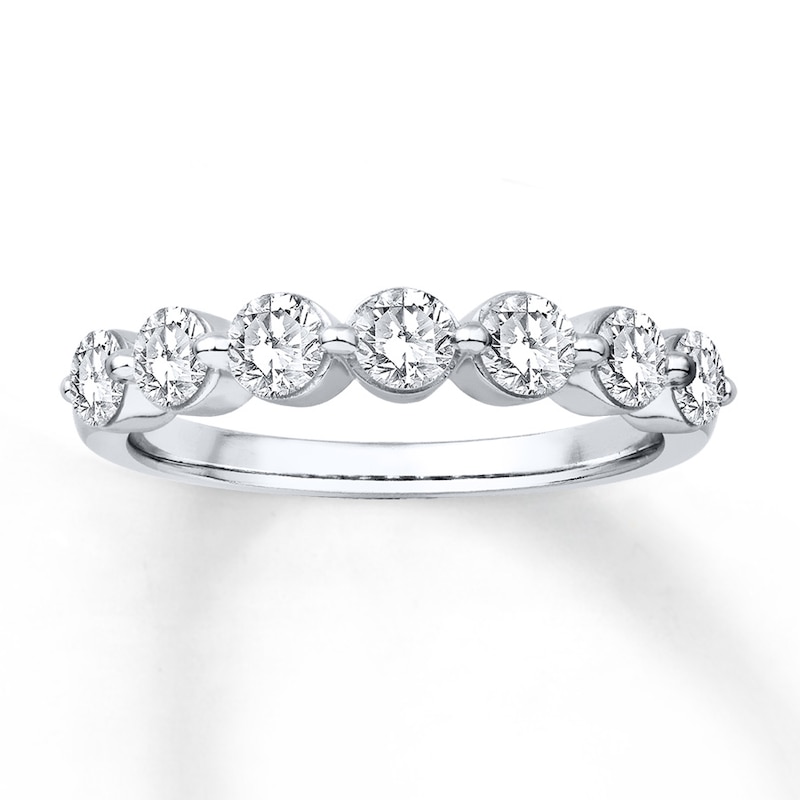 Main Image 1 of Previously Owned Diamond Anniversary Band 1 ct tw Round-cut 14K White Gold Size 10.25
