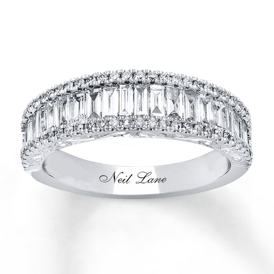 Previously Owned Neil Lane Diamond Band 1-1/6 ct tw Baguette & Round-cut 14K White Gold Size 13