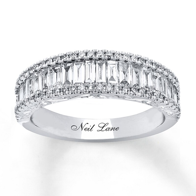 Main Image 1 of Previously Owned Neil Lane Diamond Band 1-1/6 ct tw Baguette & Round-cut 14K White Gold Size 13