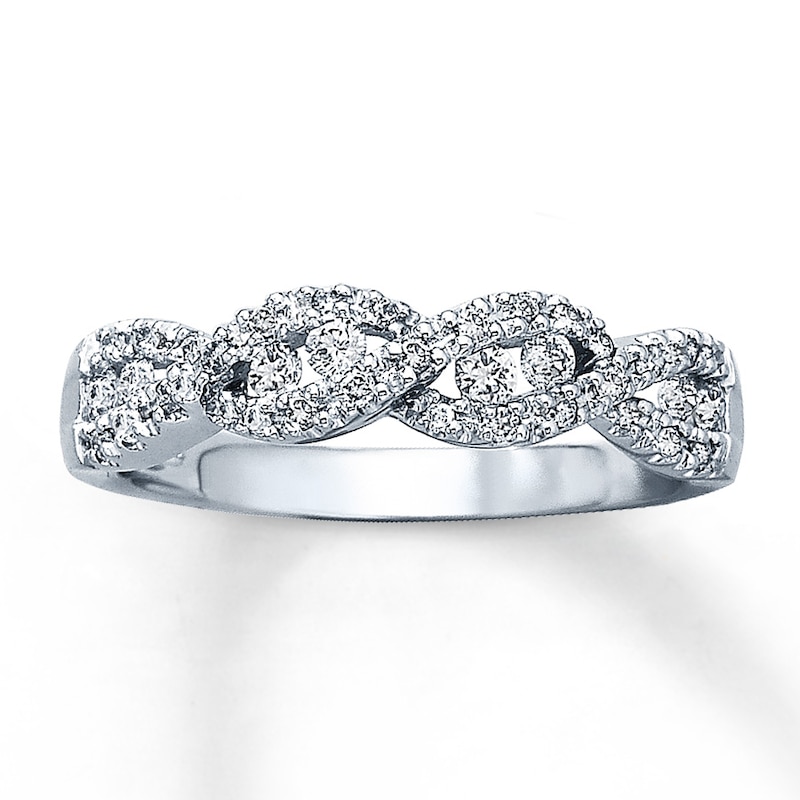 Main Image 1 of Previously Owned Diamond Band 1/3 ct tw Round-Cut 10K White Gold - Size 9