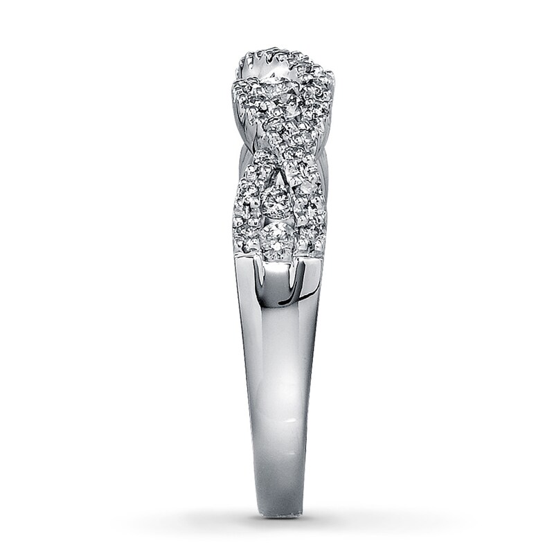 Main Image 3 of Previously Owned Diamond Band 1/3 ct tw Round-Cut 10K White Gold - Size 9
