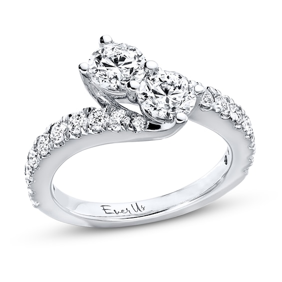 Previously Owned Ever Us Two-Stone Anniversary Ring 2 ct tw Round-cut Diamonds 14K White Gold Size 12.5