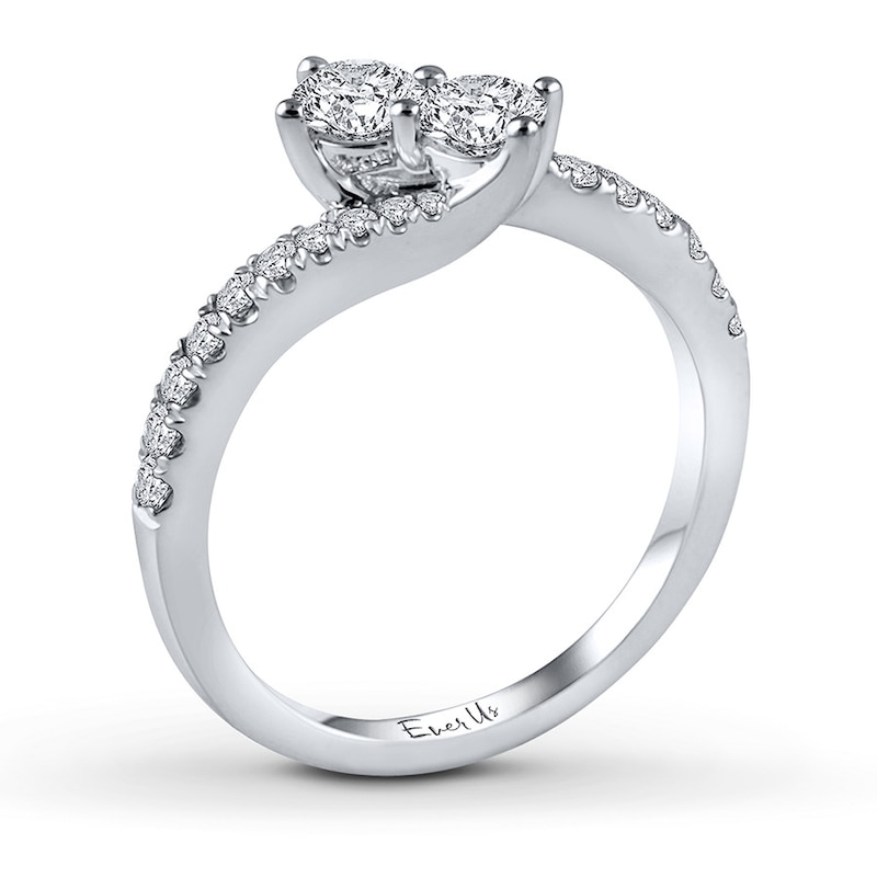 Main Image 2 of Previously Owned Ever Us Two-Stone Anniversary Ring 3/4 ct tw Round-cut Diamonds 14K White Gold Size 4