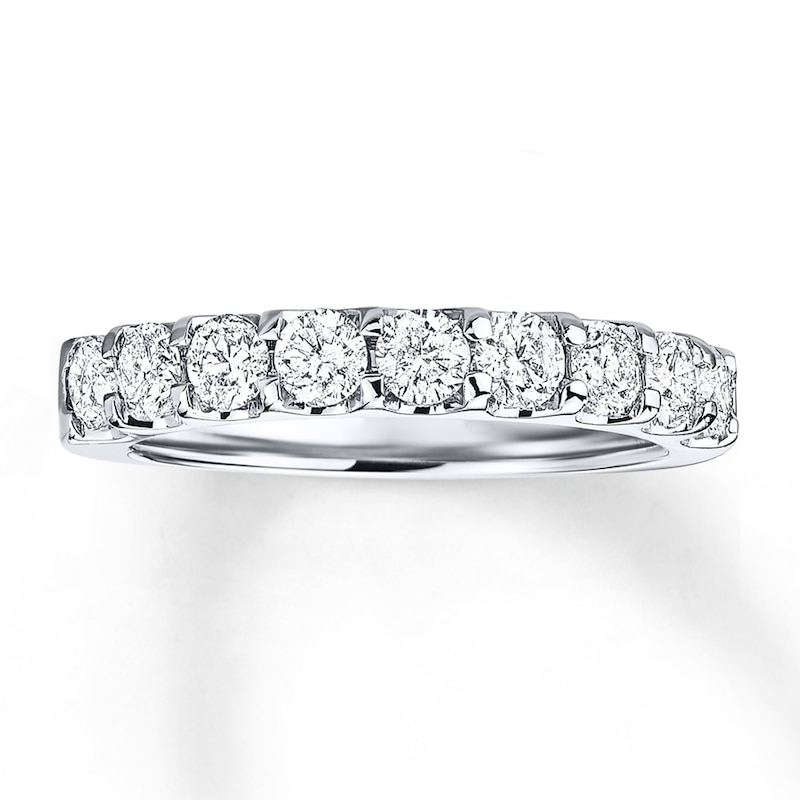 Main Image 1 of Previously Owned Diamond Wedding Band 1 ct tw Round-cut 14K White Gold Size 4
