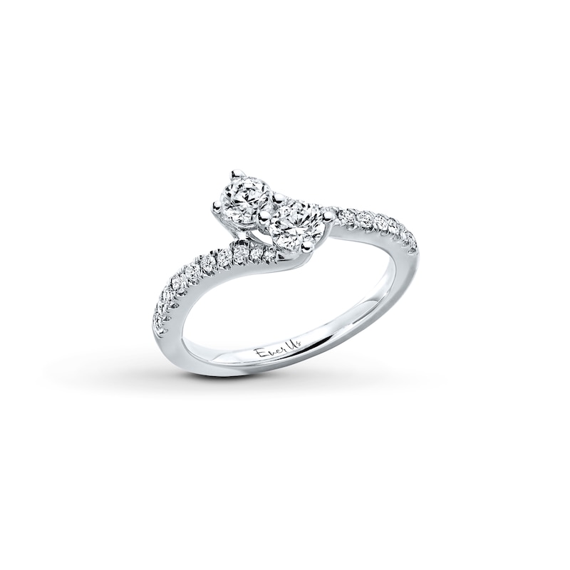 Main Image 3 of Previously Owned Ever Us Two-Stone Ring 3/4 ct tw Round-cut Diamonds 14K White Gold - Size 9.25