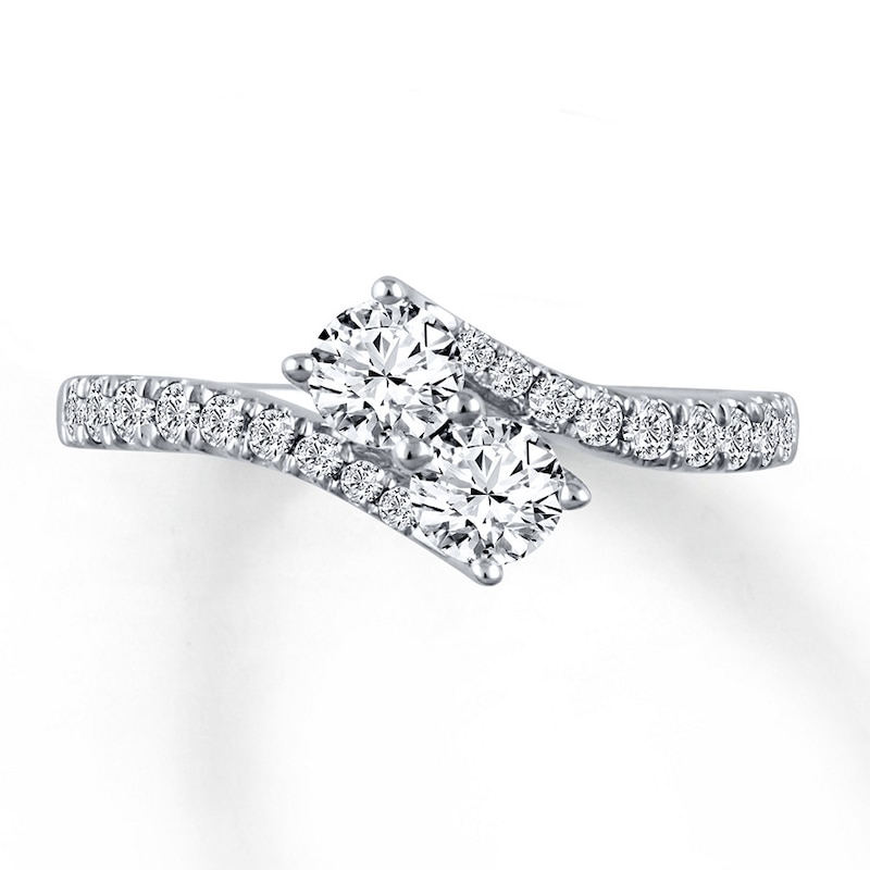 Previously Owned Ever Us Two-Stone Anniversary Ring 1 ct tw Round-cut Diamonds 14K White Gold - Size 11.5