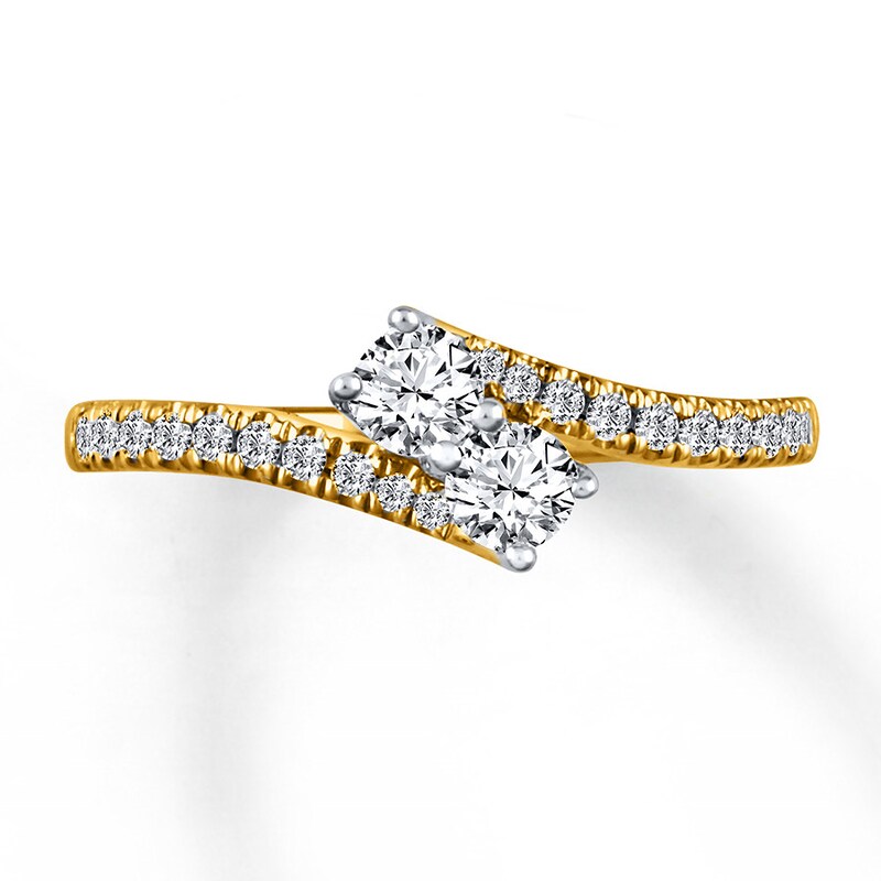 Main Image 3 of Previously Owned Ever Us Two-Stone Anniversary Ring 1/2 ct tw Round-cut Diamonds 14K Yellow Gold Size 9.25