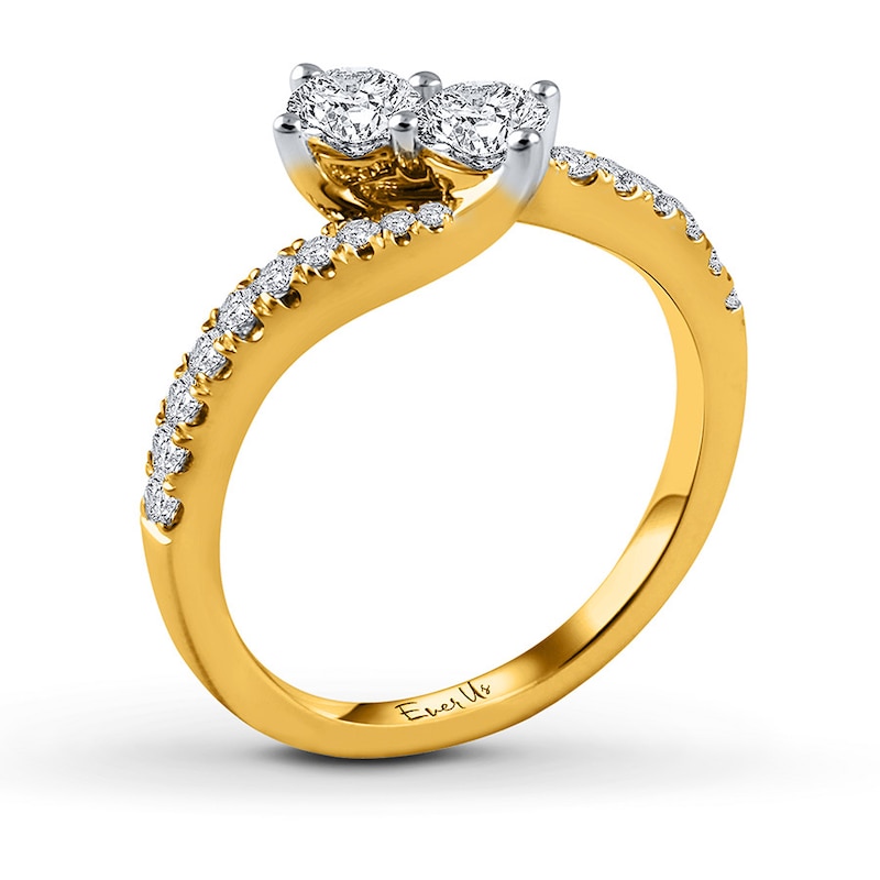 Main Image 2 of Previously Owned Ever Us Two-Stone Anniversary Ring 1/2 ct tw Round-cut Diamonds 14K Yellow Gold - Size 8.5