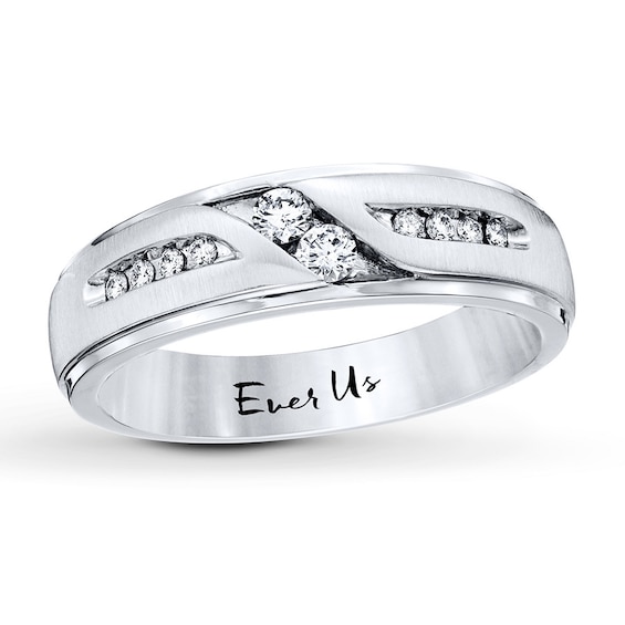 Previously Owned Ever Us Men's Two-Stone Ring 1/4 ct tw Diamonds 14K White Gold