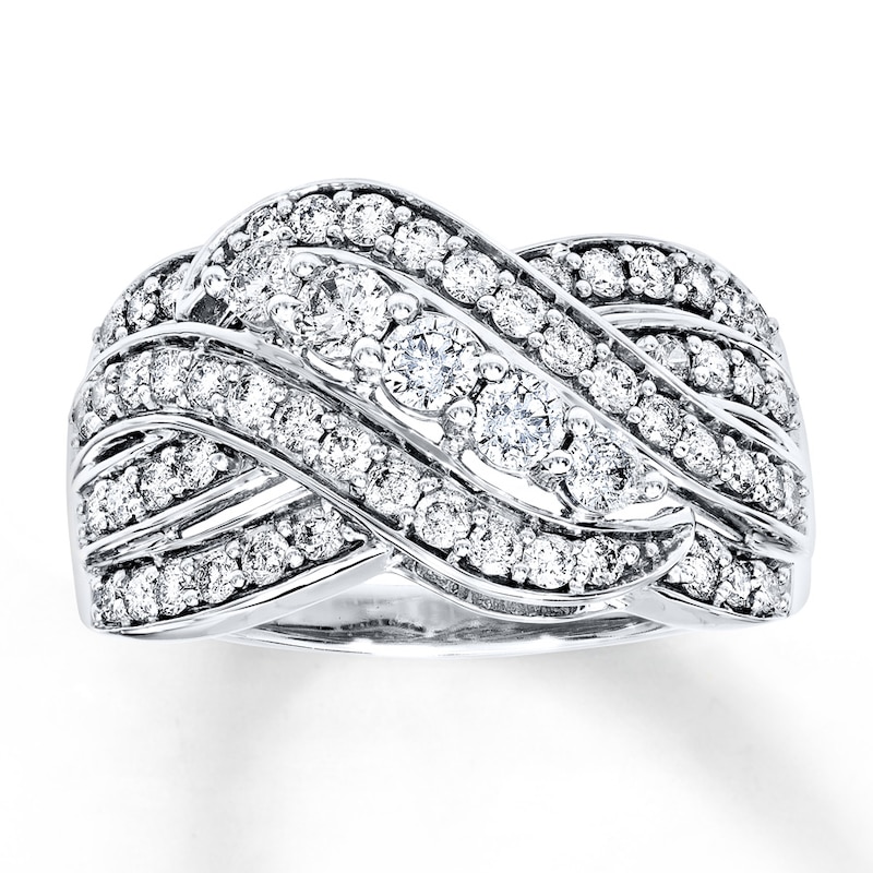 Main Image 1 of Previously Owned Diamond Ring 1 ct tw Round-cut 10K White Gold - Size 10