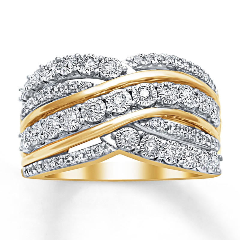 Main Image 1 of Previously Owned Radiant Reflections Ring 1/2 ct tw Round-cut Diamonds 10K Yellow Gold Size 10