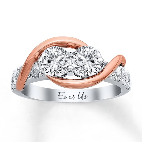 Previously Owned Ever Us Two-Stone Anniversary Ring 2 ct tw Round-cut Diamonds 14K Two-Tone Gold Size 5