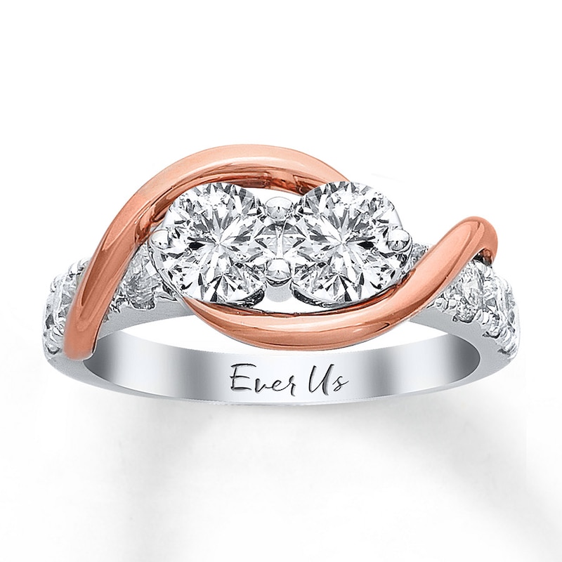 Main Image 1 of Previously Owned Ever Us Two-Stone Anniversary Ring 2 ct tw Round-cut Diamonds 14K Two-Tone Gold Size 5