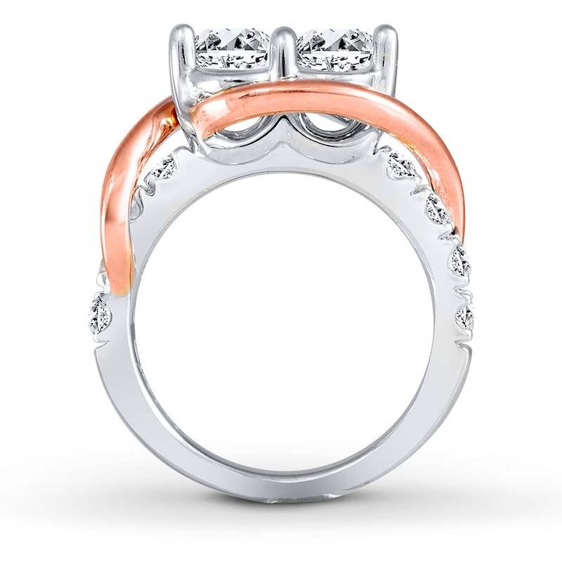 Main Image 2 of Previously Owned Ever Us Two-Stone Anniversary Ring 2 ct tw Round-cut Diamonds 14K Two-Tone Gold Size 5