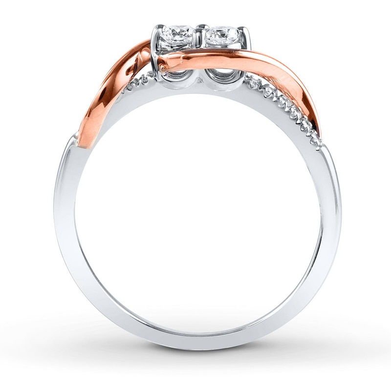 Main Image 2 of Previously Owned Ever Us Two-Stone Anniversary Ring 1/2 ct tw Round-cut Diamonds 14K Two-Tone Gold Size 3.75