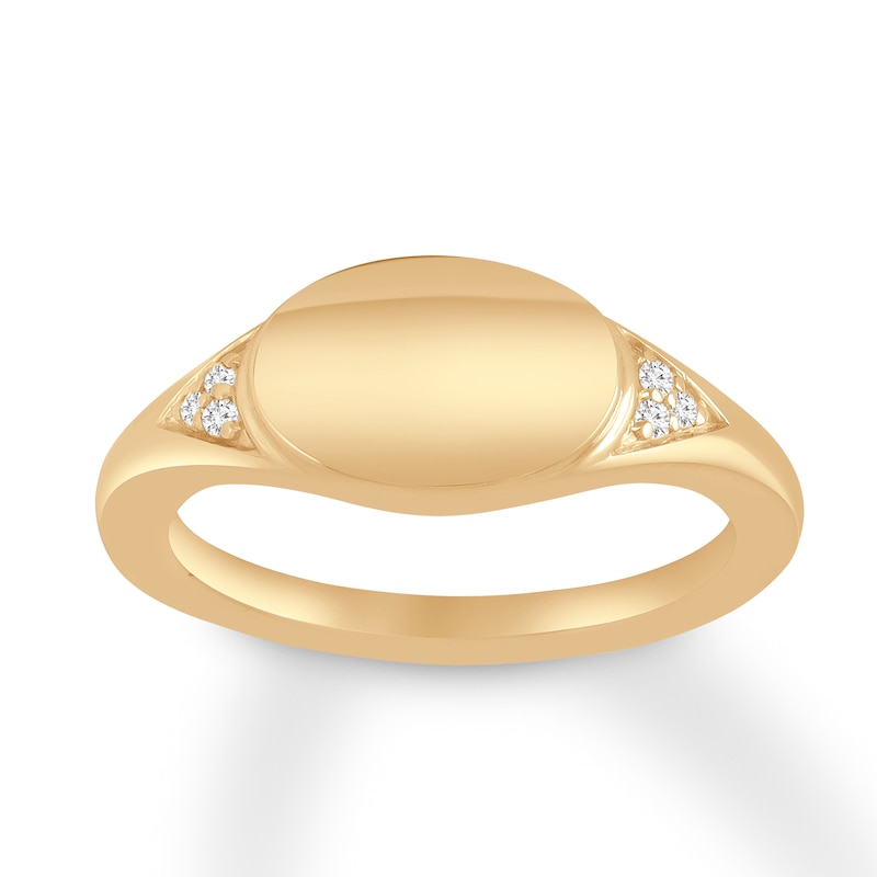 Main Image 1 of Previously Owned Diamond Signet Ring 10K Yellow Gold - Size 4