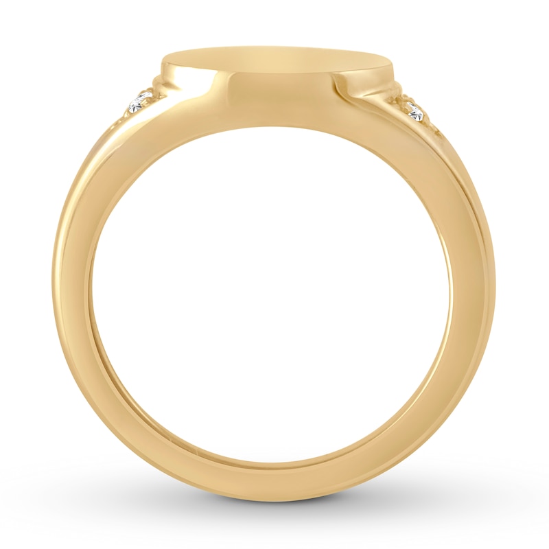 Main Image 2 of Previously Owned Diamond Signet Ring 10K Yellow Gold - Size 4