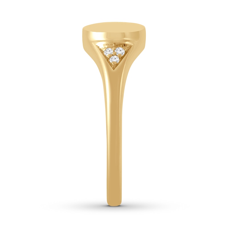 Main Image 3 of Previously Owned Diamond Signet Ring 10K Yellow Gold - Size 4