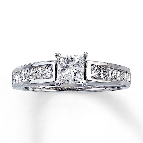 Previously Owned Diamond Engagement Ring 1-1/4 ct tw Princess-cut 14K White Gold Size 10