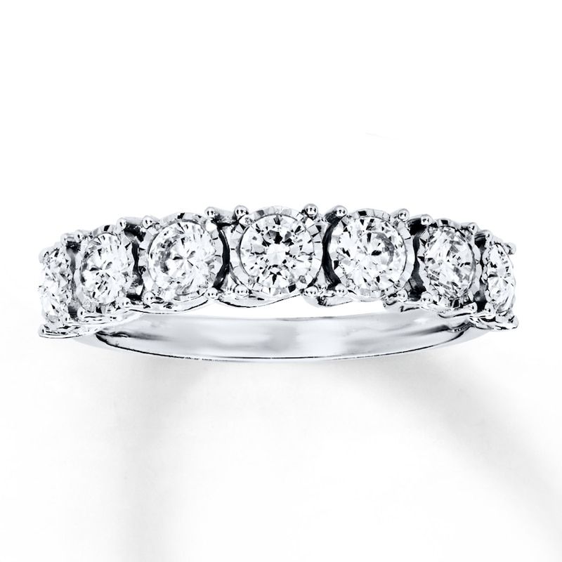 Main Image 1 of Previously Owned Diamond Anniversary Band 1 ct tw Round-cut 10K White Gold Size 9.25