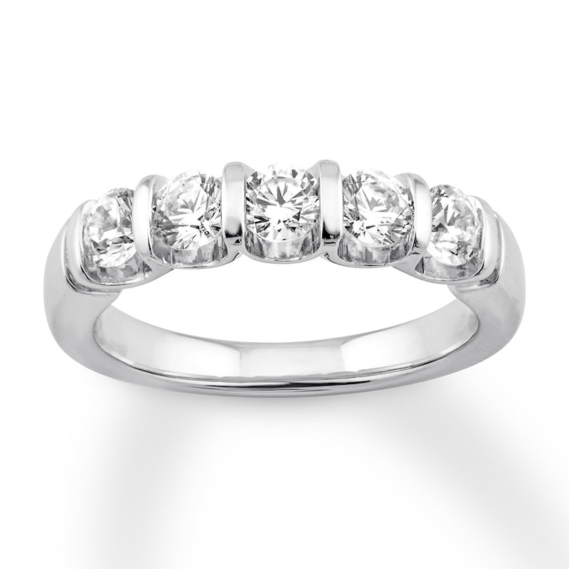Main Image 1 of Previously Owned Diamond Anniversary Ring 1 ct tw Round 14K White Gold Size 10