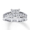 Previously Owned Diamond Engagement Ring 1-3/4 ct tw Princess & Round-cut 14K White Gold