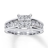 Thumbnail Image 1 of Previously Owned Diamond Engagement Ring 1-3/4 ct tw Princess & Round-cut 14K White Gold Size 10.5